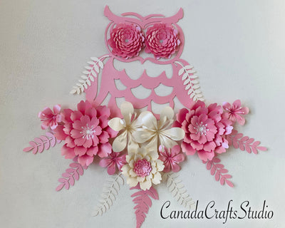 3d Paper flower template for Nursery Wall Decor Owl SVG CanadaCraftsStudio 