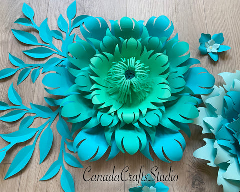 3D Paper Flower Template SVG CanadaCraftsStudio 