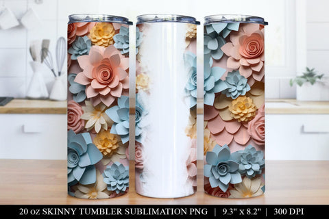 3D Paper Flower Tumbler Sublimation Bundle - 6 Designs Sublimation BijouBay 