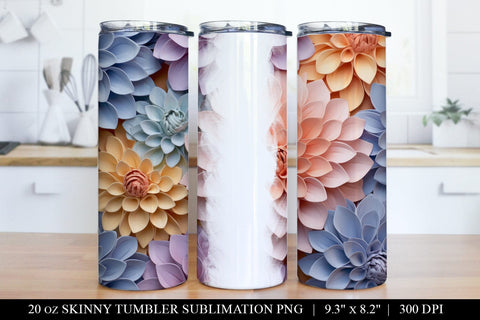 3D Paper Flower Tumbler Sublimation Bundle - 6 Designs Sublimation BijouBay 