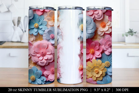3D Paper Flower Tumbler Sublimation Bundle - 6 Designs Sublimation BijouBay 