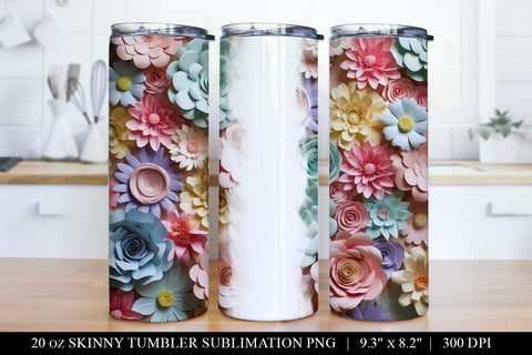 3D Paper Flower Tumbler Sublimation Bundle - 6 Designs Sublimation BijouBay 