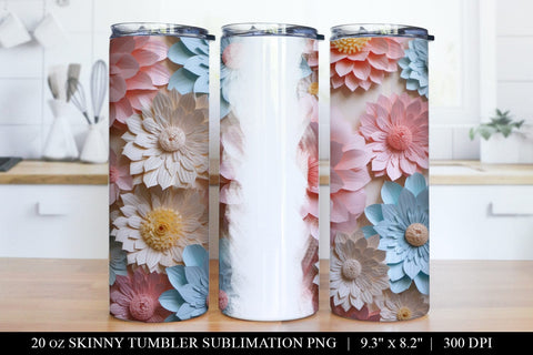 3D Paper Flower Tumbler Sublimation Bundle - 6 Designs Sublimation BijouBay 