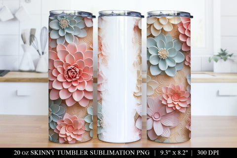 3D Paper Flower Tumbler Sublimation Bundle - 6 Designs Sublimation BijouBay 