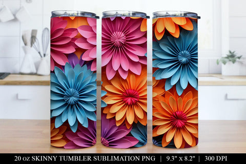 3D Paper Flower Tumbler Sublimation Bundle Sublimation BijouBay 