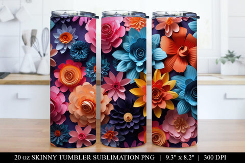 3D Paper Flower Tumbler Sublimation Bundle Sublimation BijouBay 