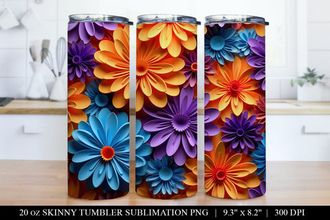 3D Paper Flower Tumbler Sublimation Bundle Sublimation BijouBay 