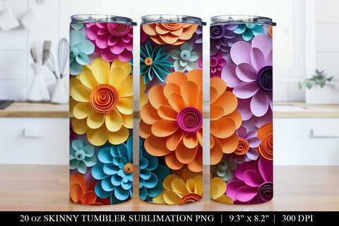 3D Paper Flower Tumbler Sublimation Bundle Sublimation BijouBay 