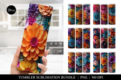 3D Paper Flower Tumbler Sublimation Bundle Sublimation BijouBay 