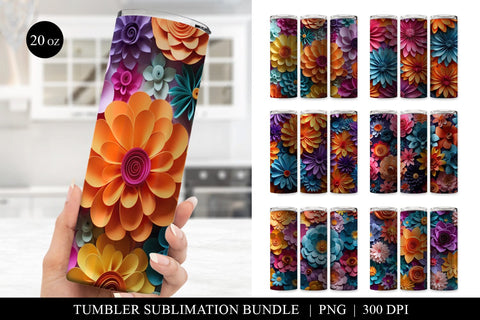 3D Paper Flower Tumbler Sublimation Bundle Sublimation BijouBay 