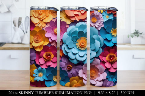 3D Paper Flower Tumbler Sublimation Bundle Sublimation BijouBay 