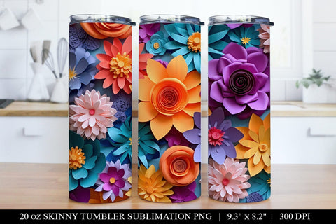 3D Paper Flower Tumbler Sublimation Bundle Sublimation BijouBay 