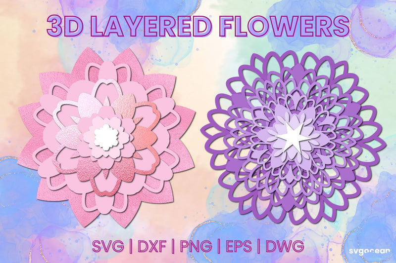 3D Paper Flowers SVG Bundle SVG SvgOcean 
