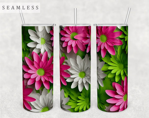 3d Paper Flowers Tumbler Wraps Bundle, 20 Oz Skinny Tumbler Sublimation Designs, Seamless 3D Flowers PNG, 10 Designs Sublimation HappyDesignStudio 