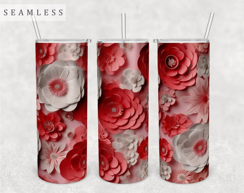3d Paper Flowers Tumbler Wraps Bundle, 20 Oz Skinny Tumbler Sublimation Designs, Seamless 3D Flowers PNG, 10 Designs Sublimation HappyDesignStudio 