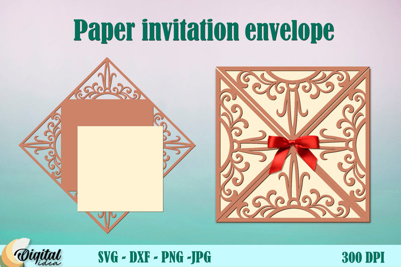 3D Paper Gift. Paper Cut Invitation. Invitation Envelope Paper 3D Paper Evgenyia Guschina 