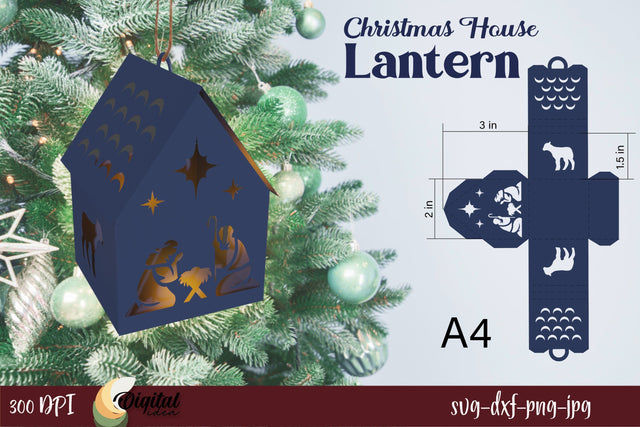 3D Paper Lantern SVG. Christmas House Paper Lantern. 3D Paper Evgenyia Guschina 