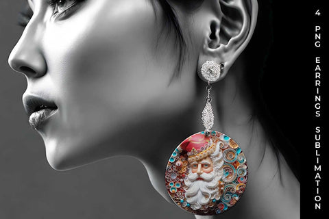 3D Paper Santa Claus Earrings Sublimation PNG Bundle Free For Commercial Use Sublimation Sintegra 