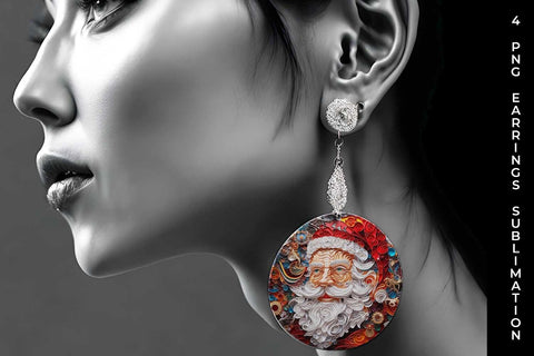 3D Paper Santa Claus Earrings Sublimation PNG Bundle Free For Commercial Use Sublimation Sintegra 