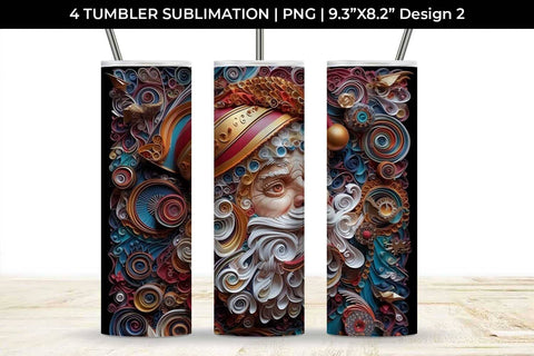 3D Paper Santa Claus Tumbler Wrap 20 oz Sublimation PNG Bundle Free For Commercial Use Sublimation Sintegra 