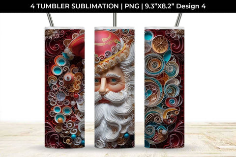 3D Paper Santa Claus Tumbler Wrap 20 oz Sublimation PNG Bundle Free For Commercial Use Sublimation Sintegra 