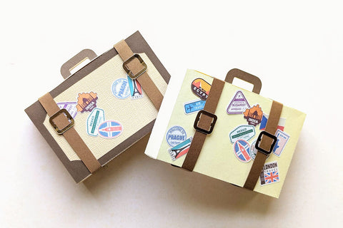 3D Paper Suitcase Gift Box SVG with PNG Travel Stickers 3D Paper Risa Rocks It 