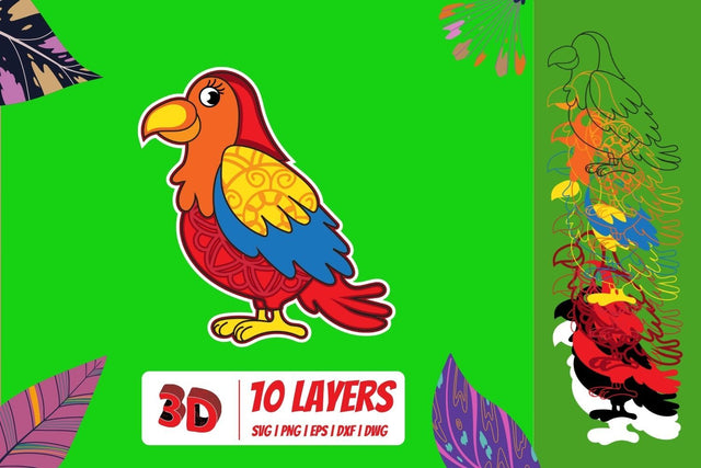3D Parrot SVG Cut File SVG SvgOcean 