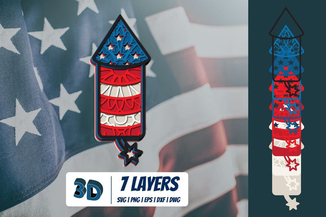 3D Patriotic Fireworks SVG SVG SvgOcean 