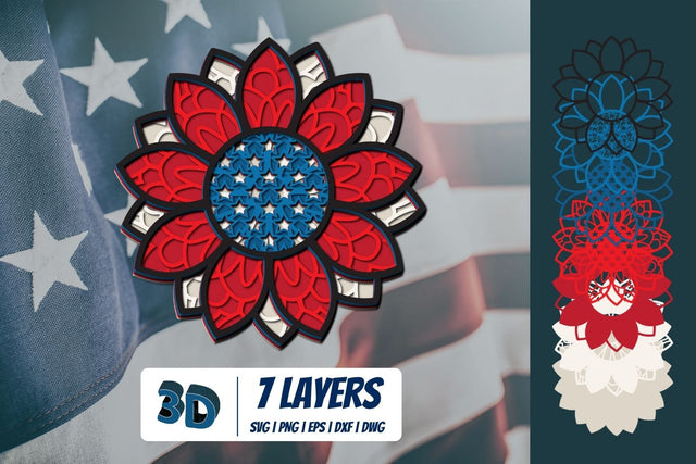 3D Patriotic Flower SVG SVG SvgOcean 