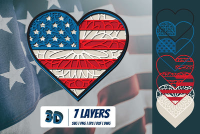 3D Patriotic Heart SVG SVG SvgOcean 