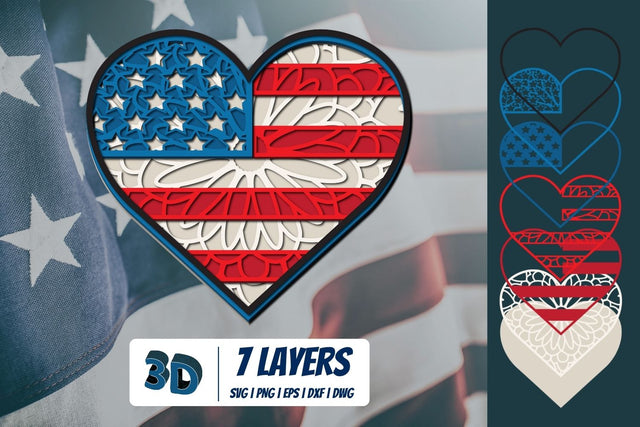 3D Patriotic Heart SVG SVG SvgOcean 
