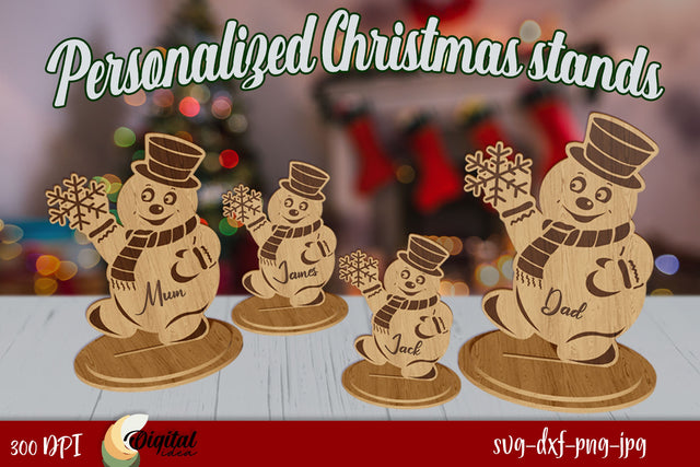 3D Personalized Christmas Stands Laser Cut. Christmas Decor. SVG Evgenyia Guschina 