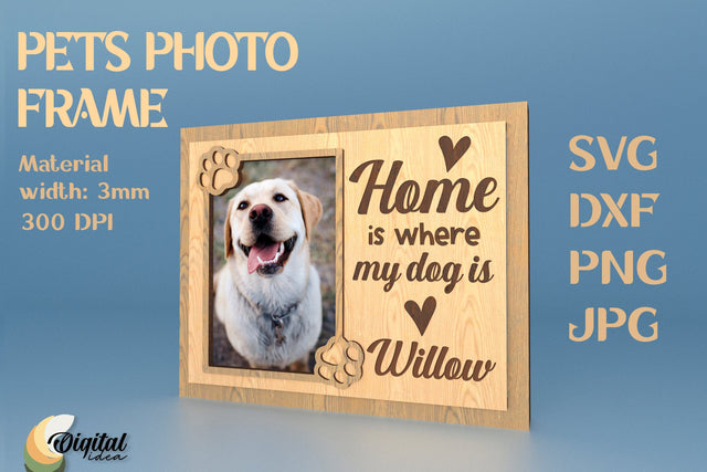 3D Pets Photo Frame. Laser Cut Photo Frame. 3D Laser Cut Photo Frame SVG Evgenyia Guschina 