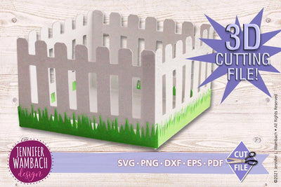 3D Picket Fence Easter Basket SVG Jennifer Wambach Design 