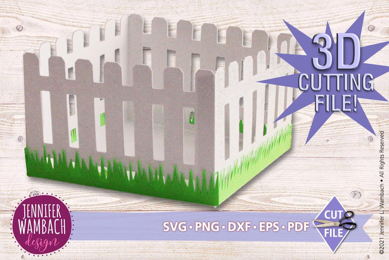 3D Picket Fence Easter Basket SVG Jennifer Wambach Design 