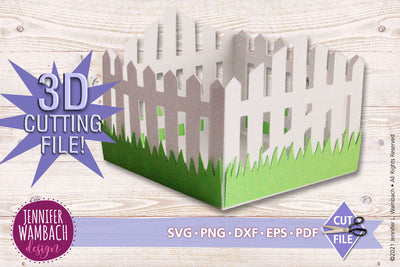 3D Picket Fence with Gate Easter Basket SVG Jennifer Wambach Design 