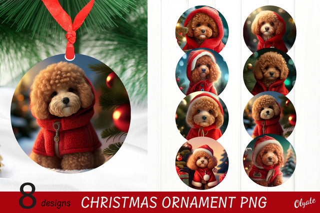 3D Poodle Christmas Ornament Bundle. Dog Ornament PNG Sublimation Olga Terlyanskaya 