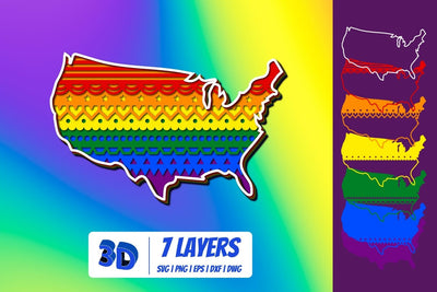 3D Pride Map of USA SVG SVG SvgOcean 