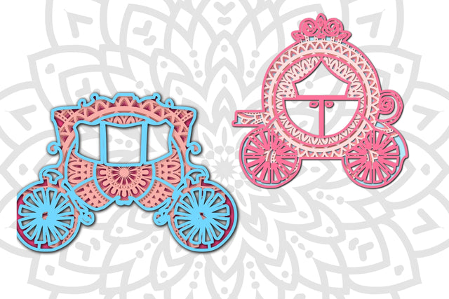 3d Princess Carriage SVG Mandala 5 Layers Cut File Free For Commercial Use 3D Paper Sintegra 