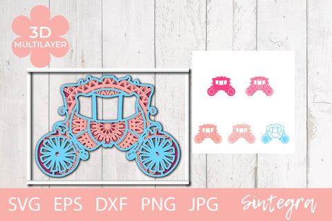 3d Princess Carriage SVG Mandala 5 Layers Cut File Free For Commercial Use 3D Paper Sintegra 