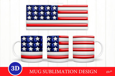 3D Puff American Flag Sublimation. Mug Wrap PNG Sublimation Olga Terlyanskaya 