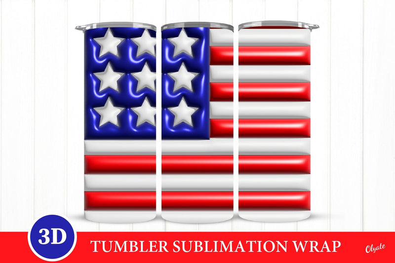 3D Puff American Flag Sublimation. Tumbler Wrap PNG Sublimation Olga Terlyanskaya 