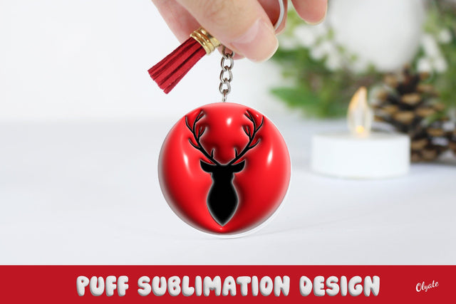 3D Puff Christmas Keychain. 3D Inflated Design. Sublimation Olga Terlyanskaya 
