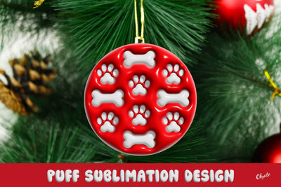 3D Puff Design. Christmas Ornament. Dog Signs Sublimation Olga Terlyanskaya 