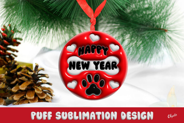 3D Puff Design. Christmas Ornaments Dog Sublimation Olga Terlyanskaya 