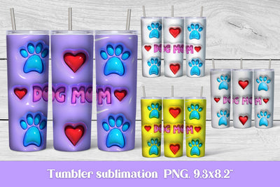 3d puff dog mom sublimation tumbler | 3d tumbler wrap Sublimation Svetana Studio 