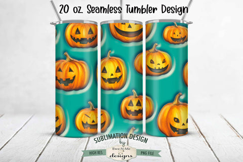 3D Puff Halloween Jack o Lanterns | Seamless 20 oz. Tumbler Design Sublimation Ewe-N-Me Designs 