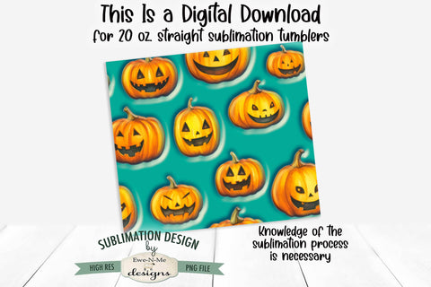 3D Puff Halloween Jack o Lanterns | Seamless 20 oz. Tumbler Design Sublimation Ewe-N-Me Designs 