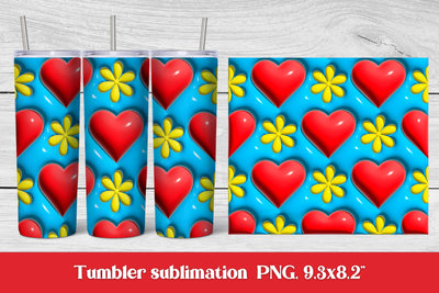 3d puff heart sublimation tumbler | 3d puff illustration Sublimation Svetana Studio 