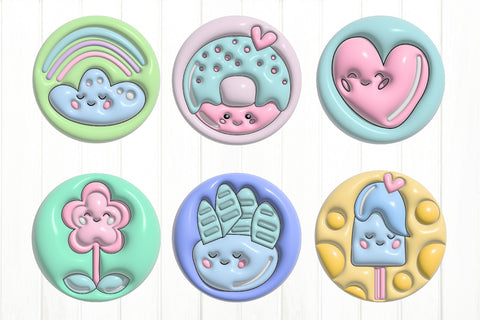 3D Puff Kawaii Keychain Sublimation. Round Keychain PNG Sublimation Olga Terlyanskaya 